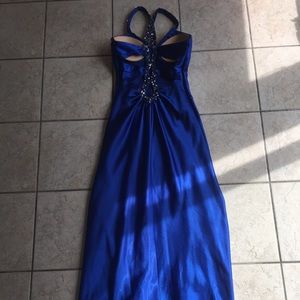 Royal blue, silk, beaded Prom dress event gown