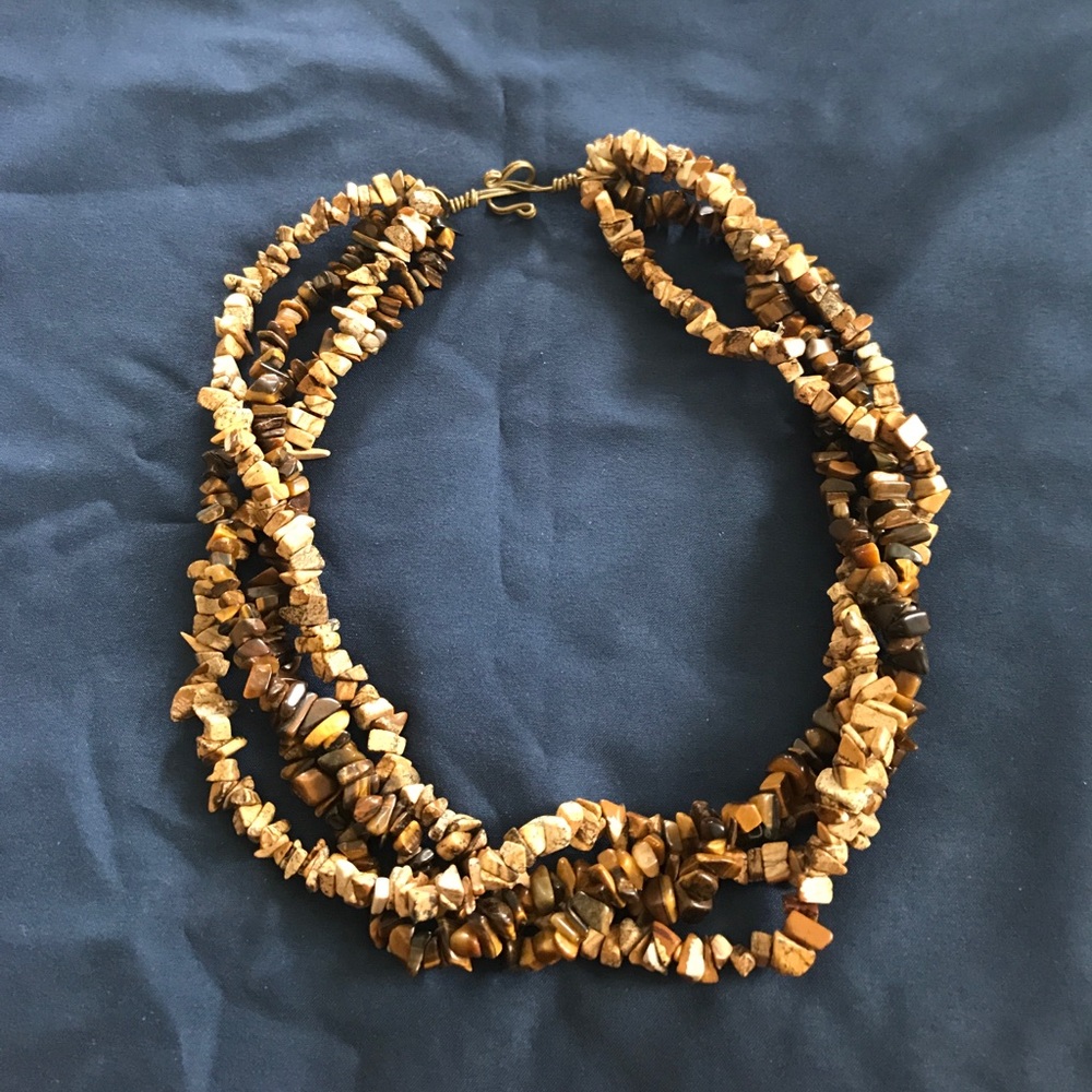Tan and brown beaded necklace