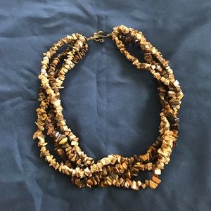 Tan and brown beaded necklace