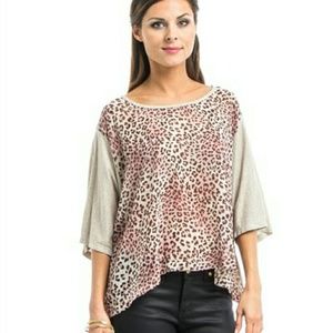 New Junior's Cute Burnout Cheetah Chiffon top