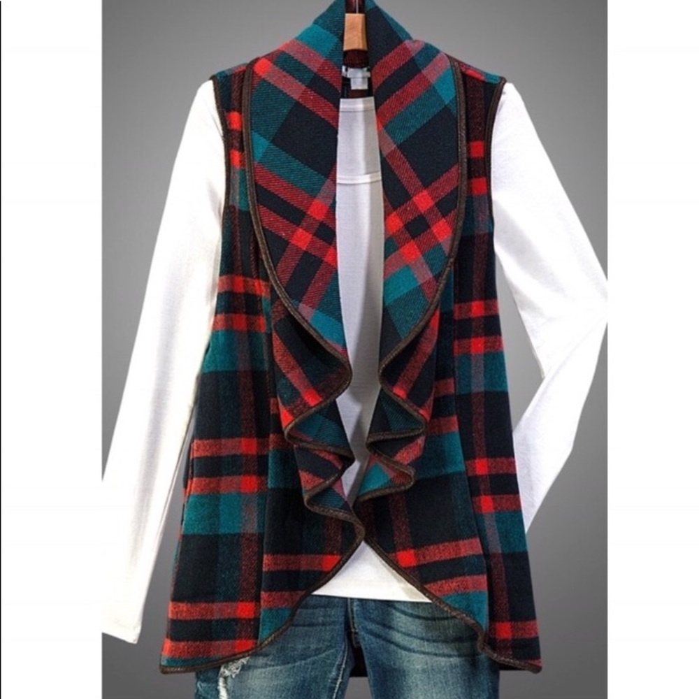 Plaid Waterfall Vest