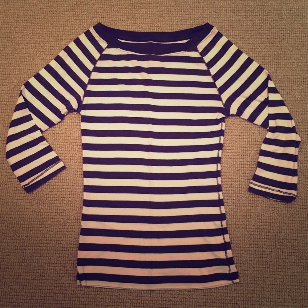 Brown & Cream Striped 3/4 Sleeve Shirt