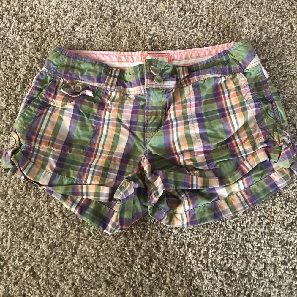 Purple and green plaid American Eagle Shorts