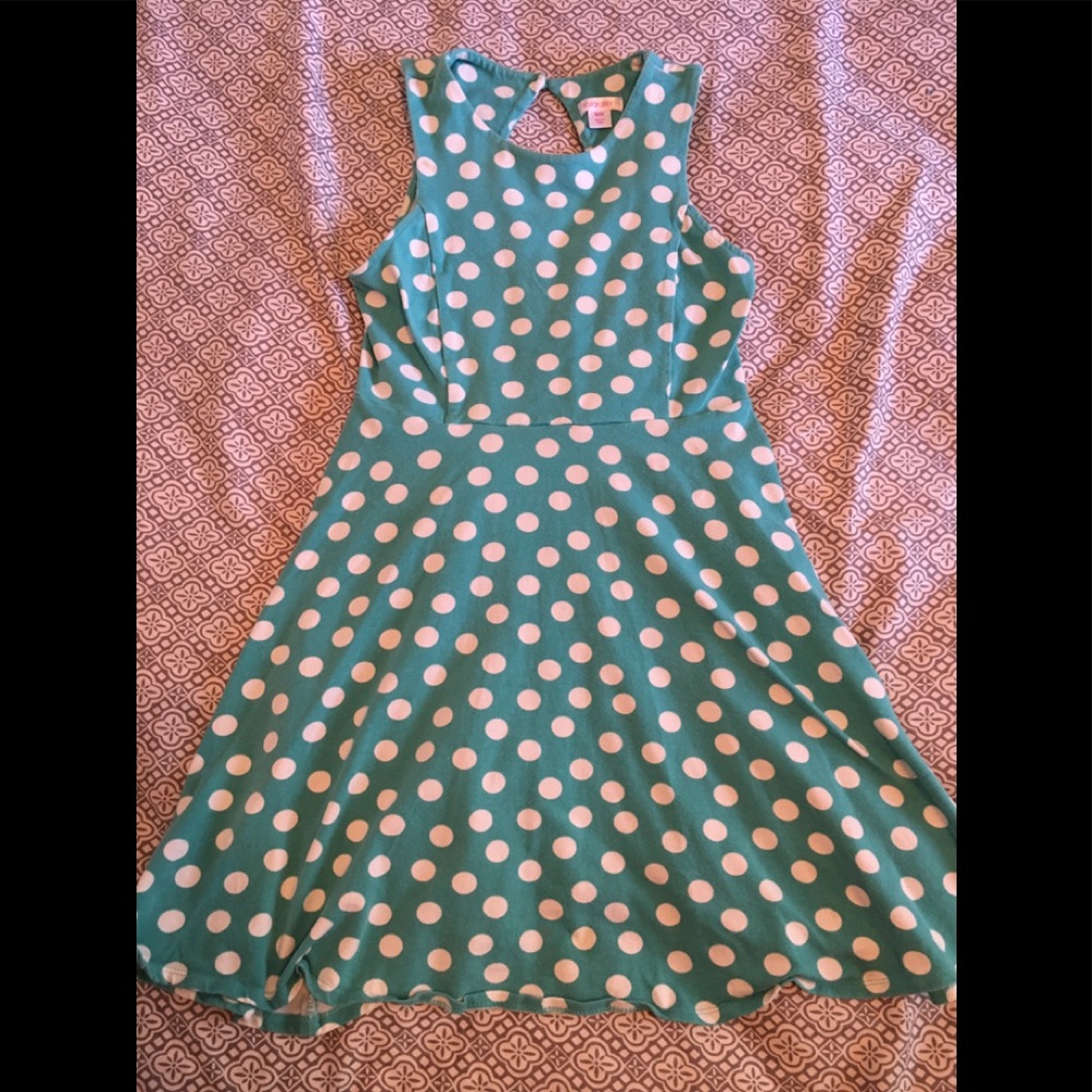 Light blue polkadot dress
