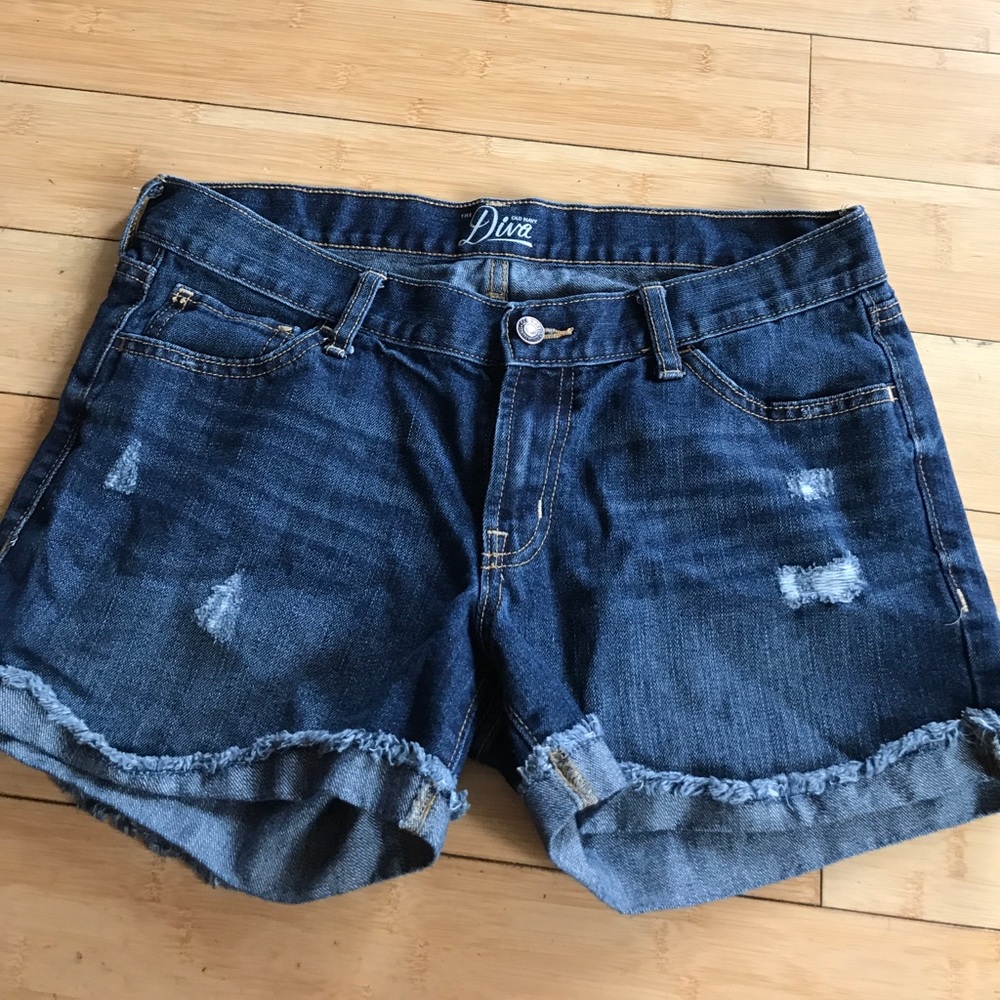 dark denim shorts