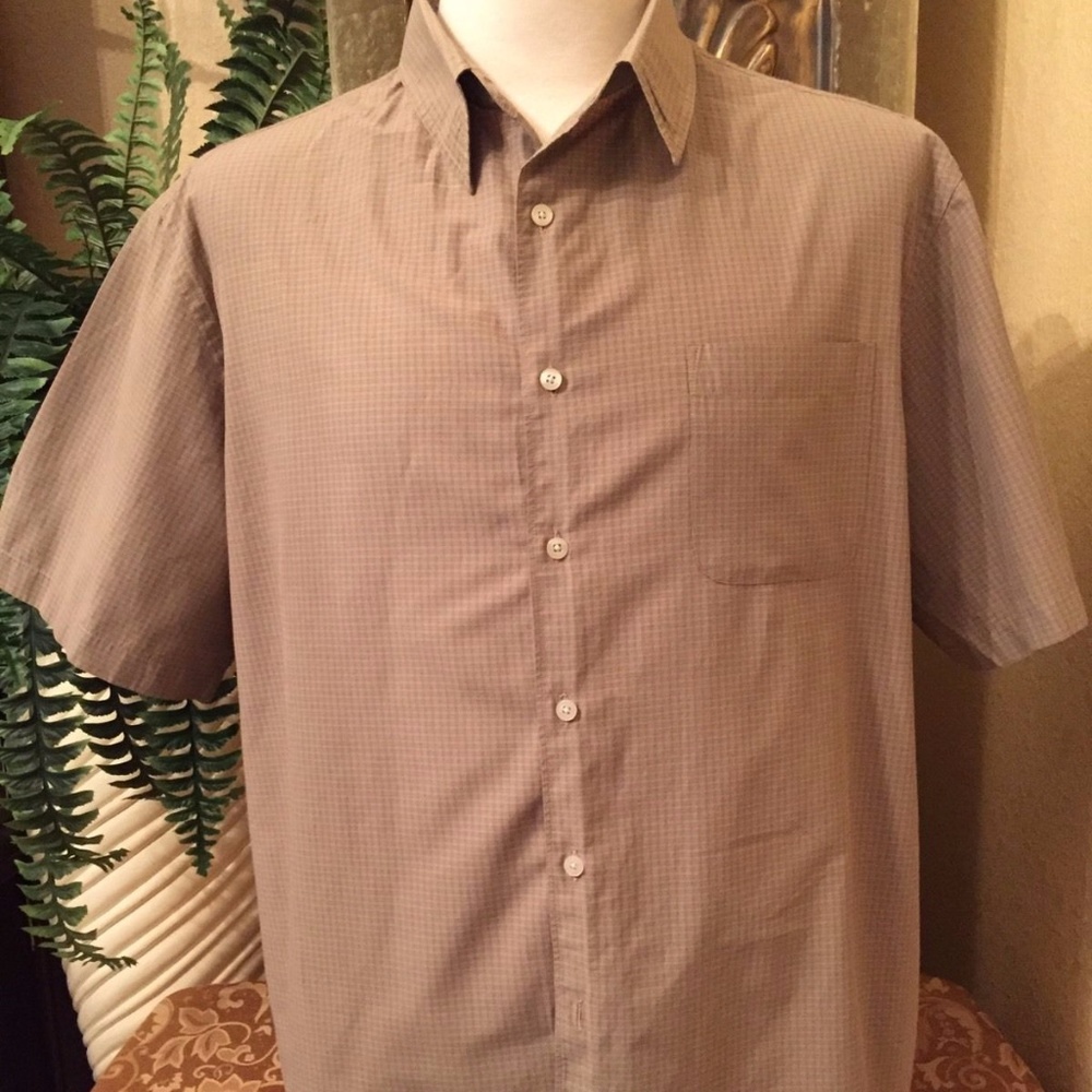 XXL Dockers Tan Plaid Men's Shirt Short Sleeve