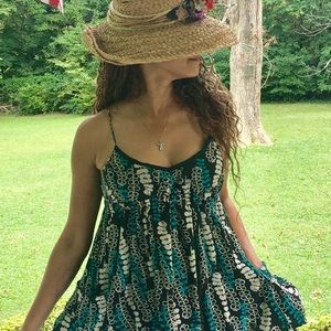 Funky aqua black and white sexy flirty soft dress