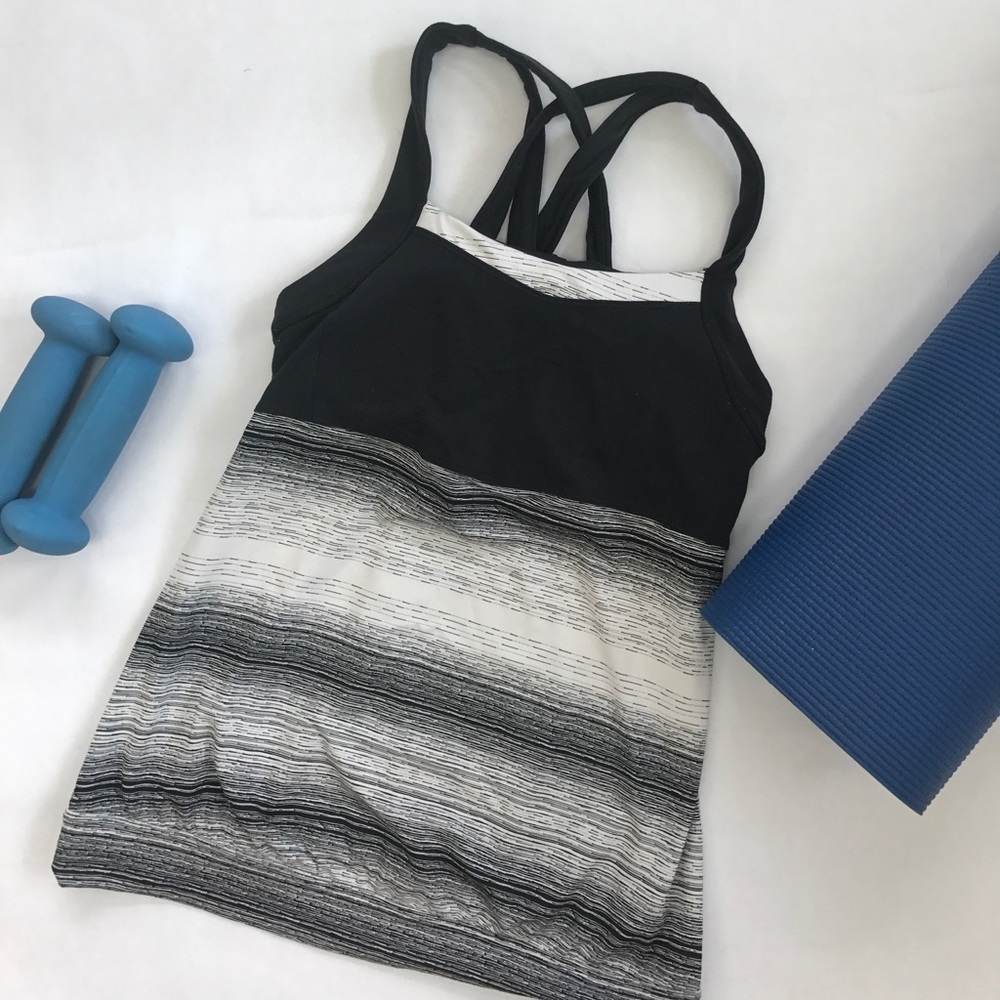 Athleta miles top mesh tank, black and white, Sz S