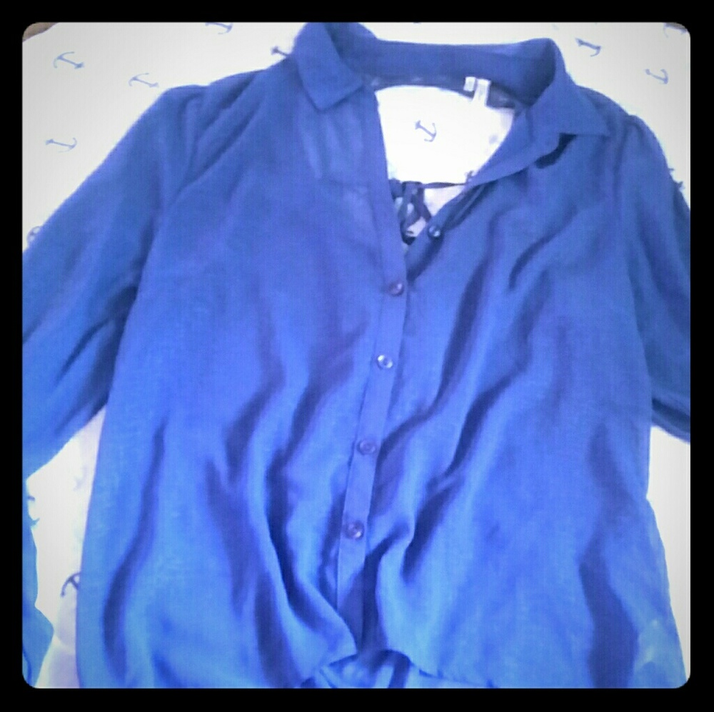 Sheer open back button up