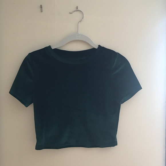 Forest Green Velvet Crop Top - Picture 2 of 2
