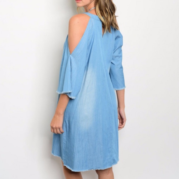 Last Chance!! Lace up Chambray denim dress - Picture 2 of 2
