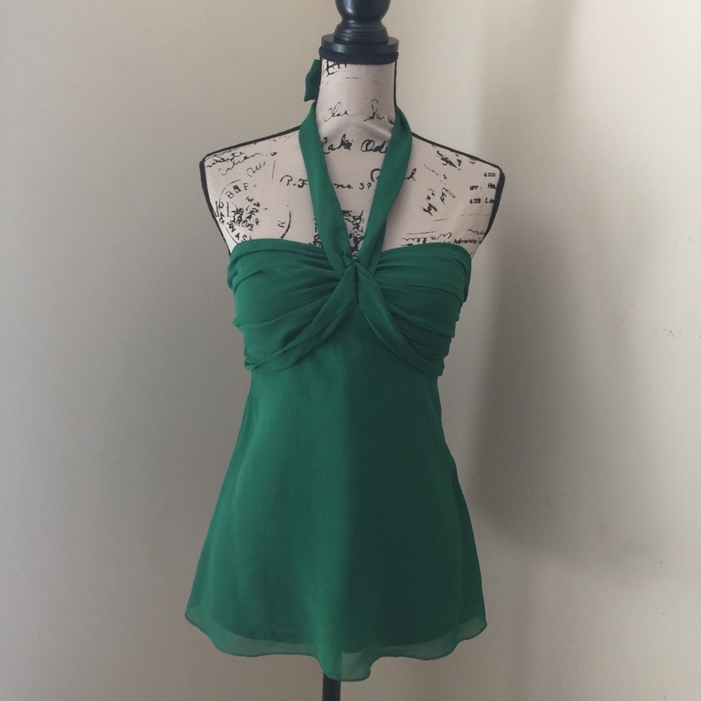 Arden B. Emerald Green Silk Halter, Sz S