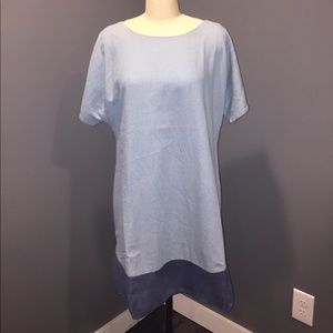 Denim dress with leather hem