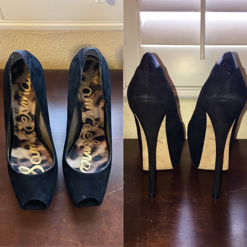 Black Suede Sam Edelman Alexa Open Toe Platform