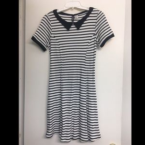 H&M Black and white stripe with collar dress.