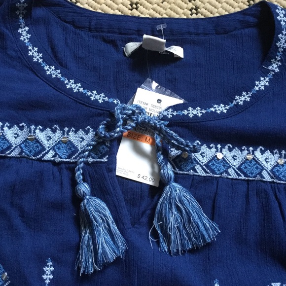 🆕 Khaki & Co. Sweet Blue Boho Top 🦋💙💎 - Picture 4 of 7