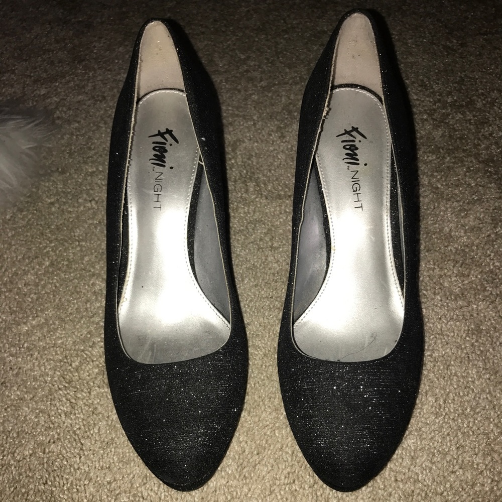 Black glitter heels