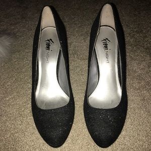 Black glitter heels