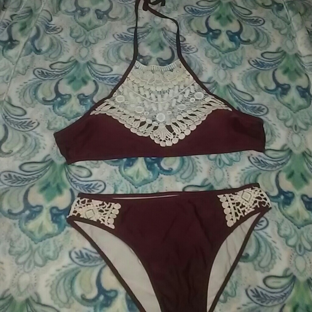 Maroon 2 peice bathing suit!