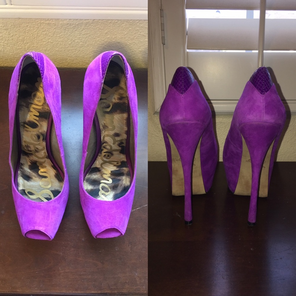 Pink Suede Sam Edelman Alexa Open Toe Platform