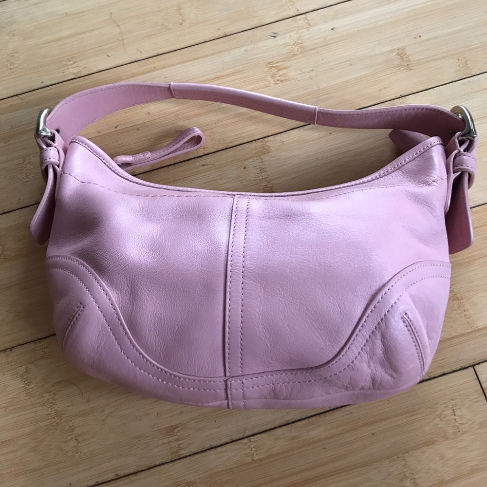 pink leather handbag