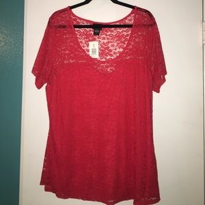 Red lace top