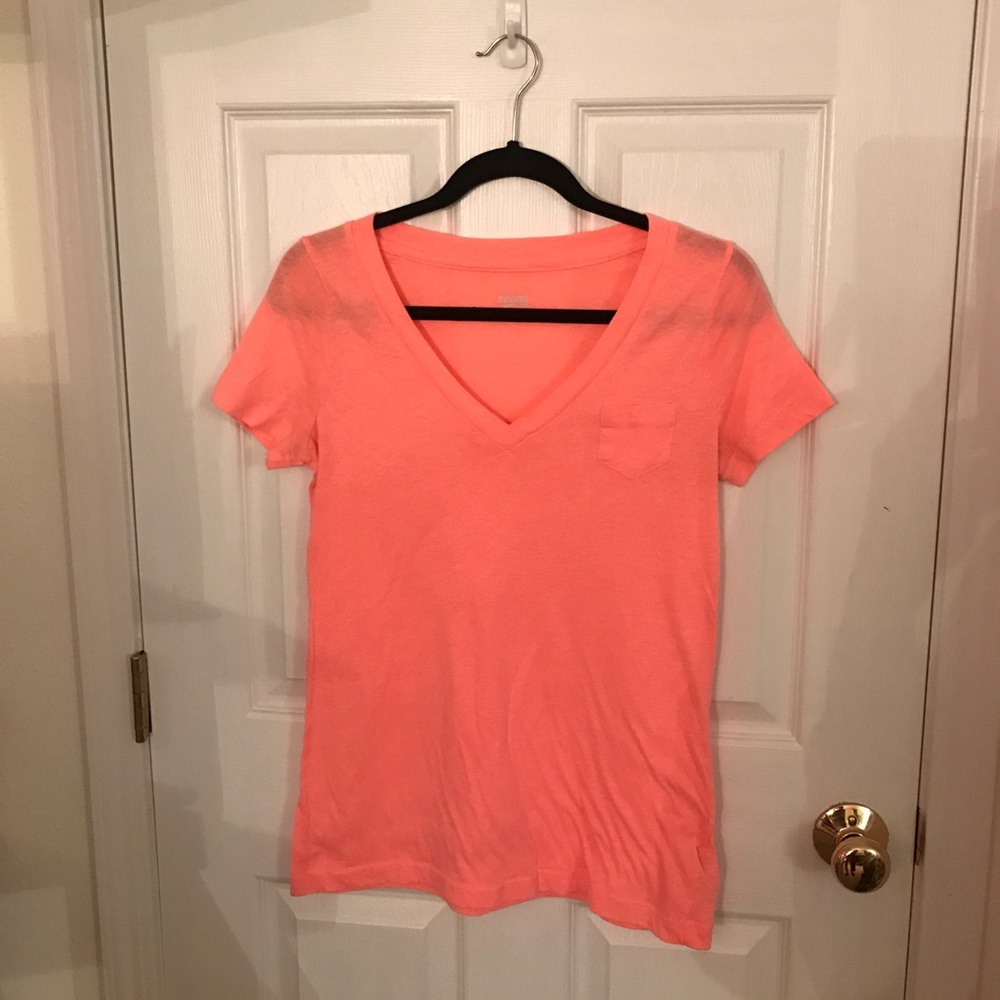 Peach V-neck.