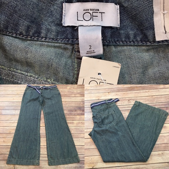LOFT Denim - 🎀NWT Sz 2 LOFT Denim Wide Leg Belt Trouser Pants