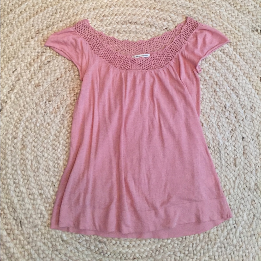 Banana Republic crochet neck top