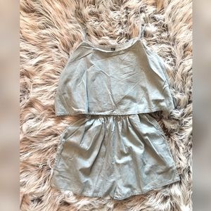 Flowy-Top Chambray Romper