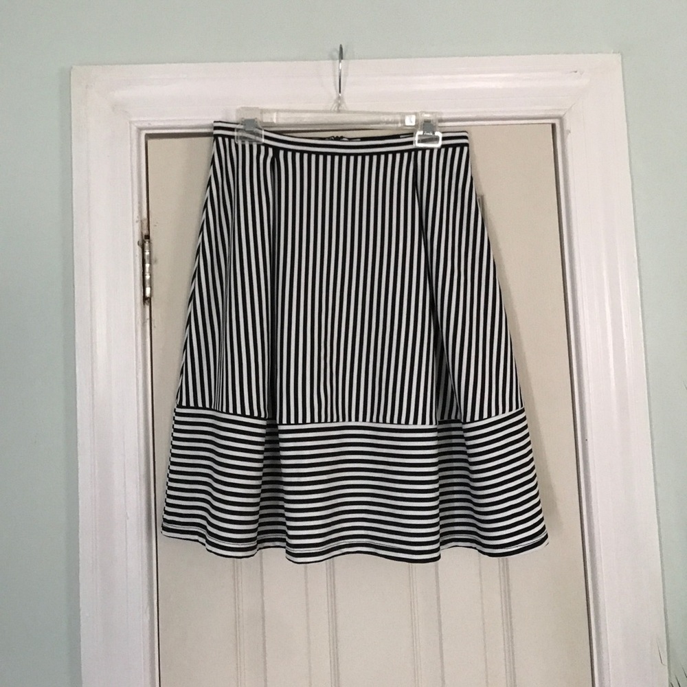 Black and white striped skirt