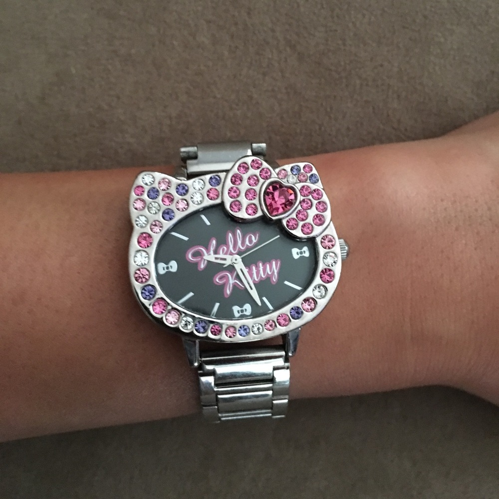 Hello Kitty™ branded watch pink&purple rhinestones