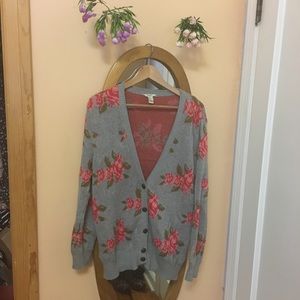 oversized warm floral cardigan🌹