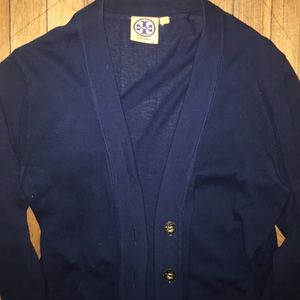 Navy Tory Burch cardigan 3/4 sleeve