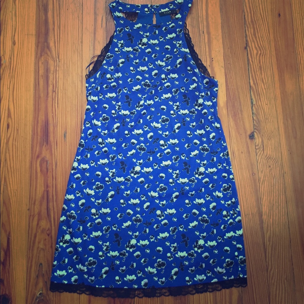 Blue party dress with lace trim!