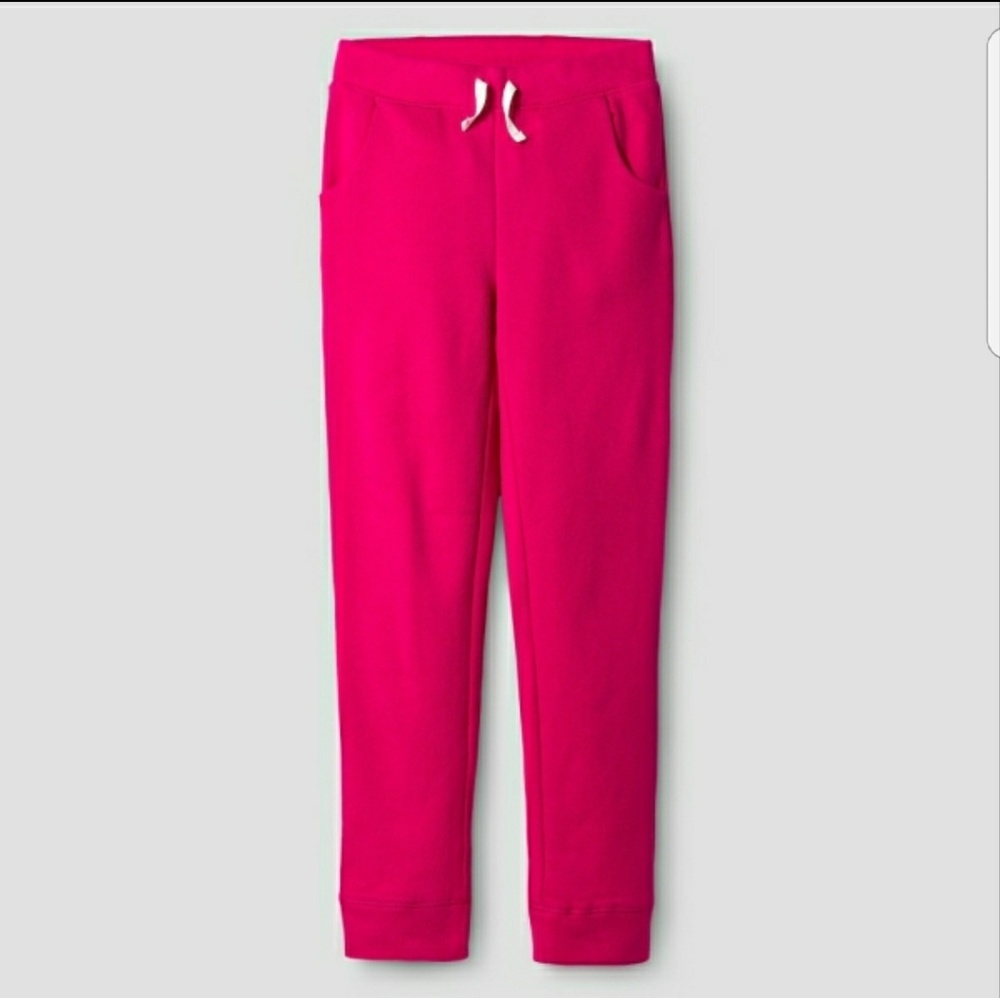 Girls Pink Fleece Joggers Pants XS S M L XL