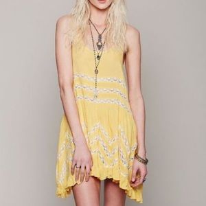 Yellow free people trapeze dress