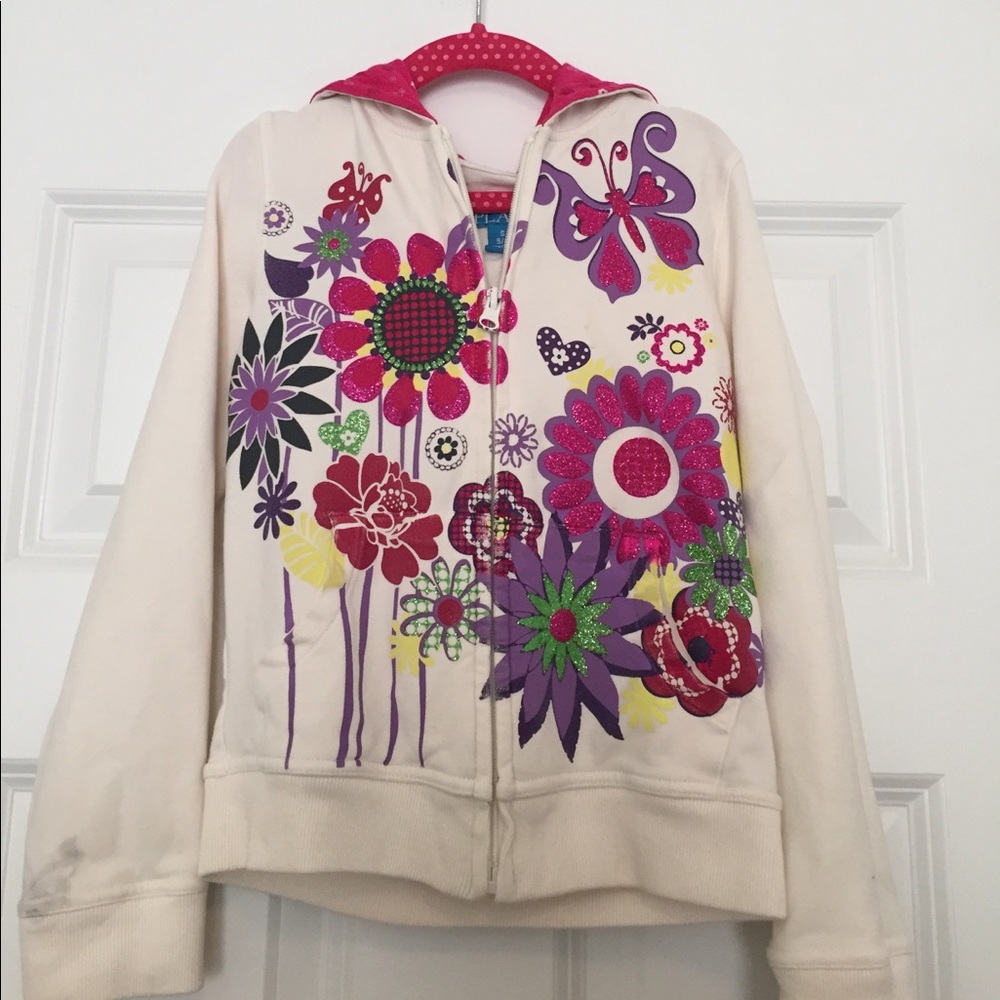 Children's Place Glitter Flower Hoodie