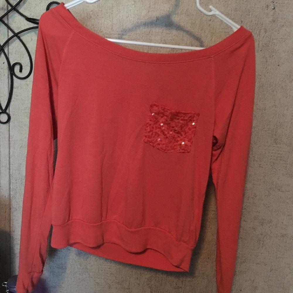 Burnt orange slouchy cardigan with sequin pocket💝