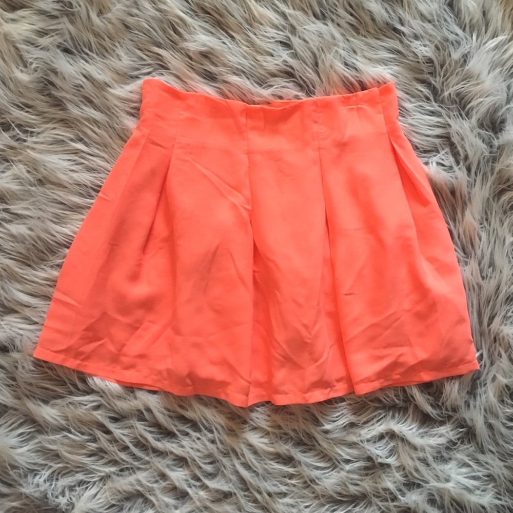 Bright Coral Skater Mini Skirt