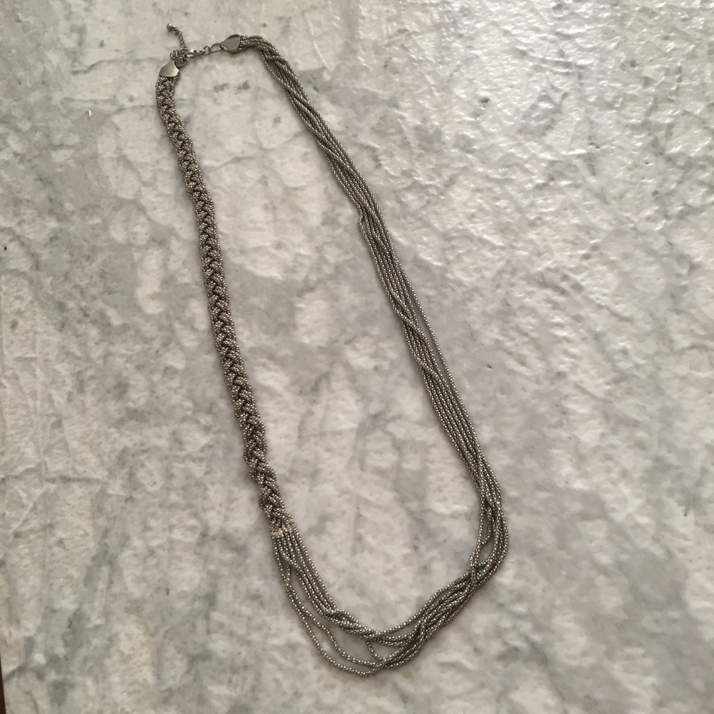 Long Silver Braided Necklace