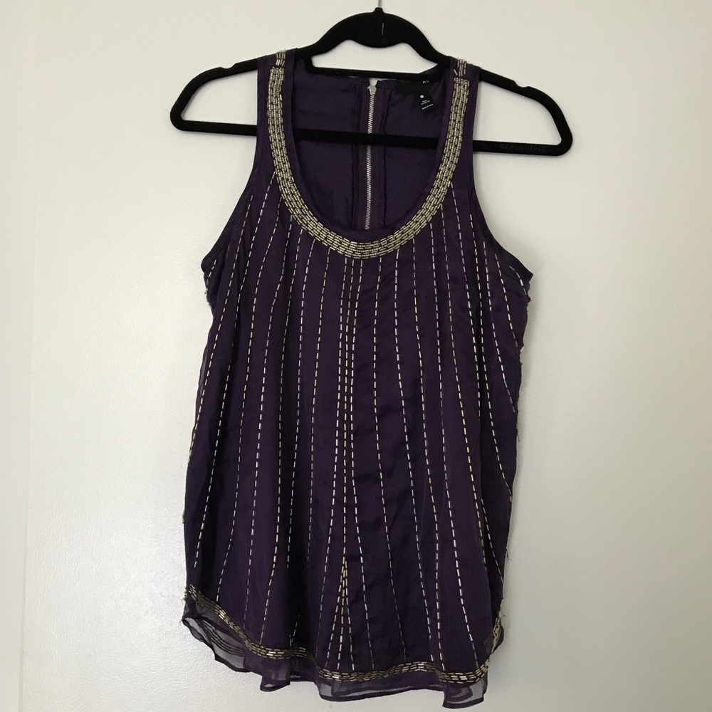 Aqua brand purple beaded racerback blouse