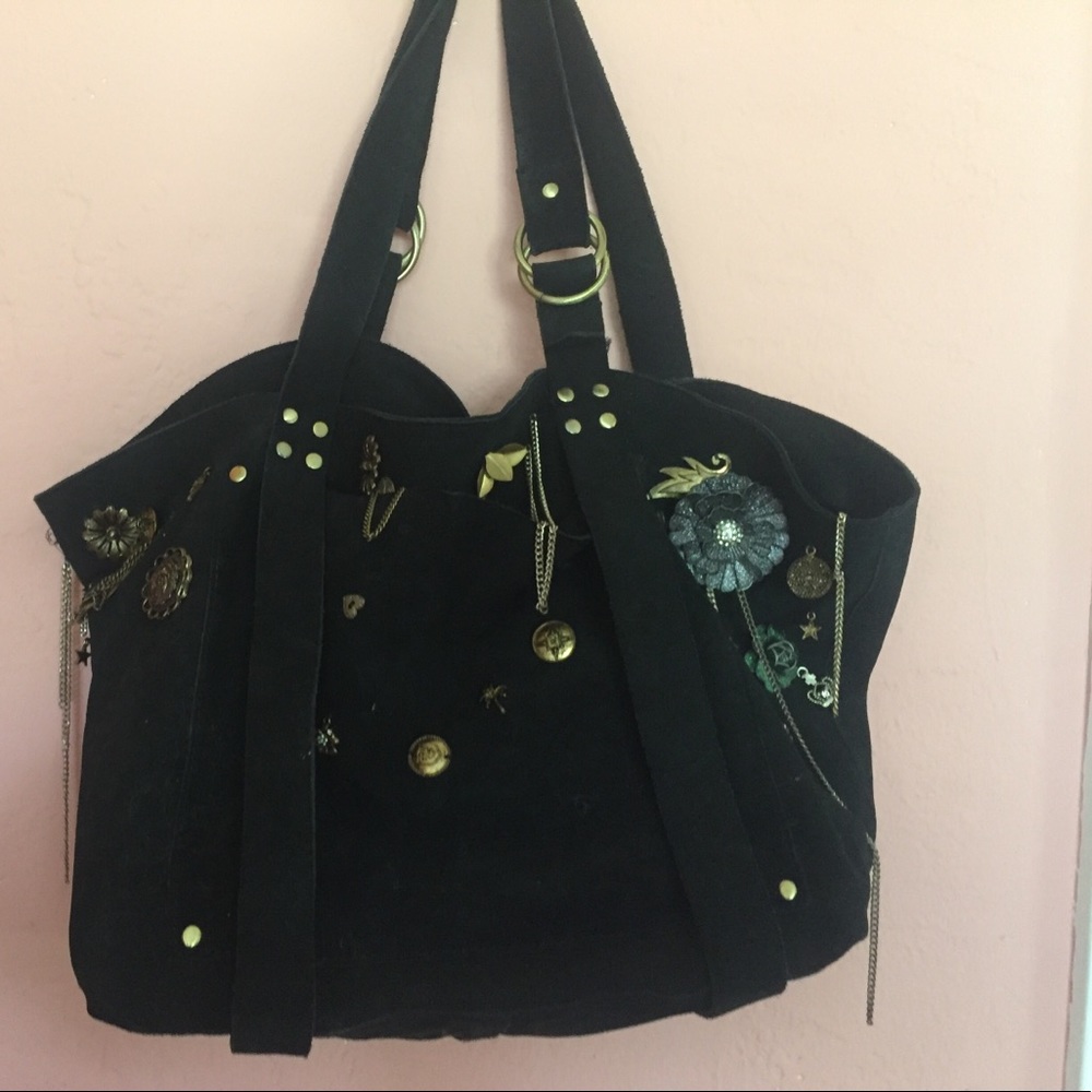 Free people suede bag with charms