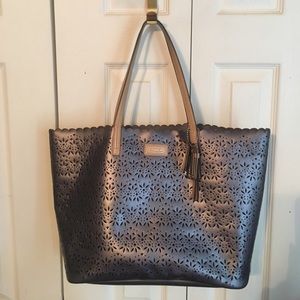 Large Purple Leather Coach Tote