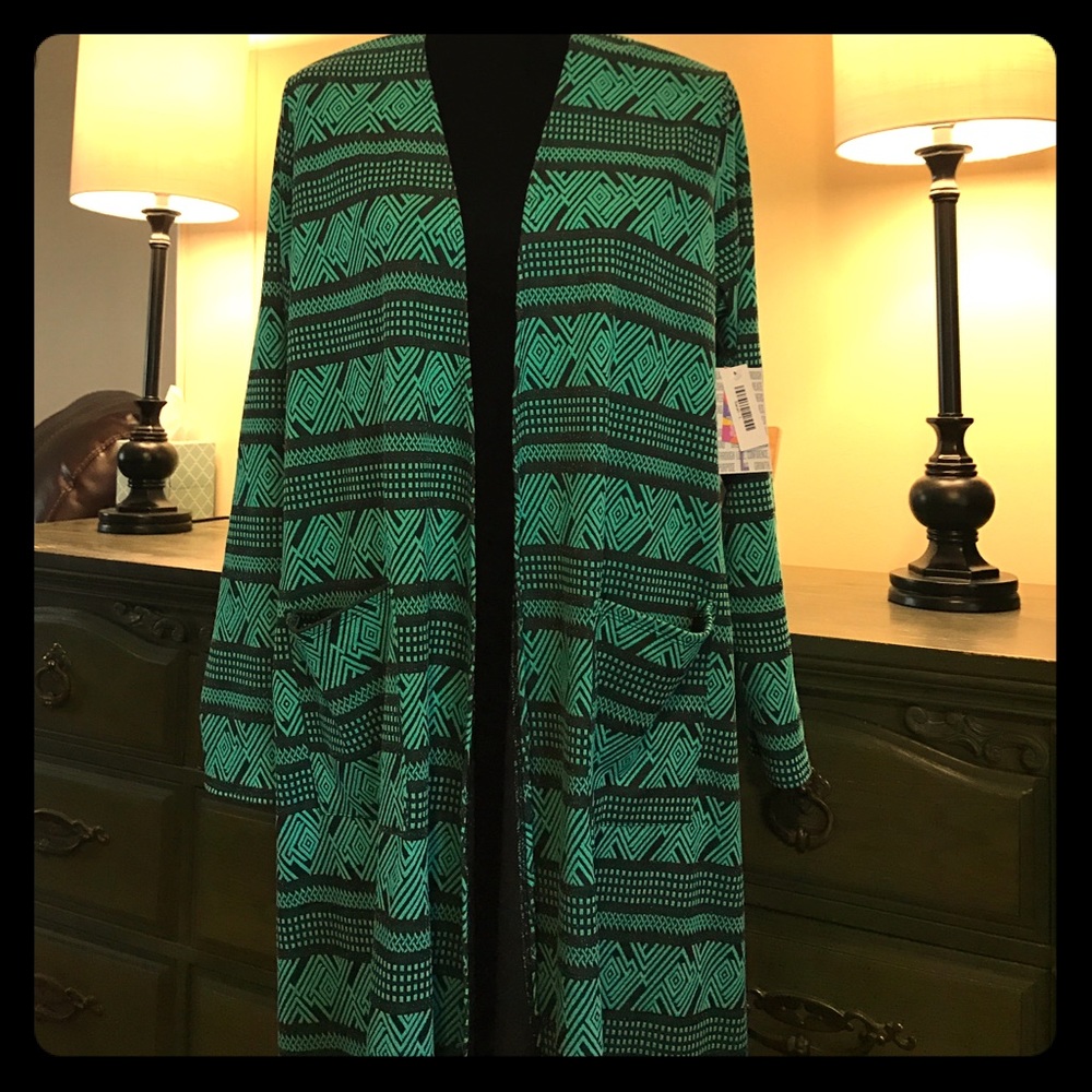 NWT lularoe sarah teal/Aztec print Large