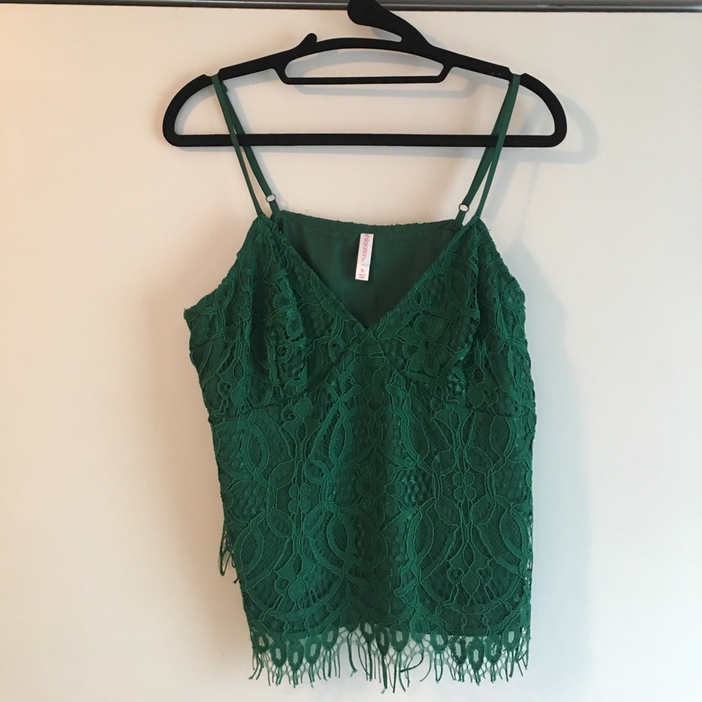 NEVER WORN Emerald Green Lace Tank