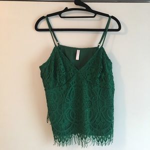 NEVER WORN Emerald Green Lace Tank