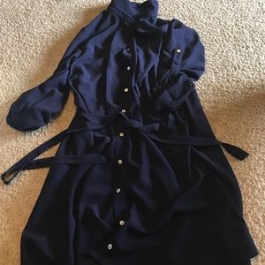 Navy blue button shirt dress