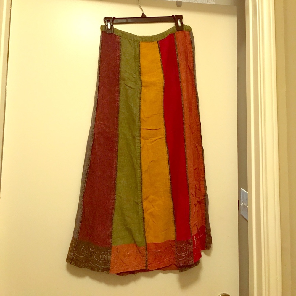Long, handmade skirt.