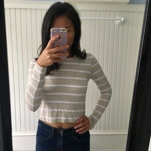 NWOT striped long sleeve crop top